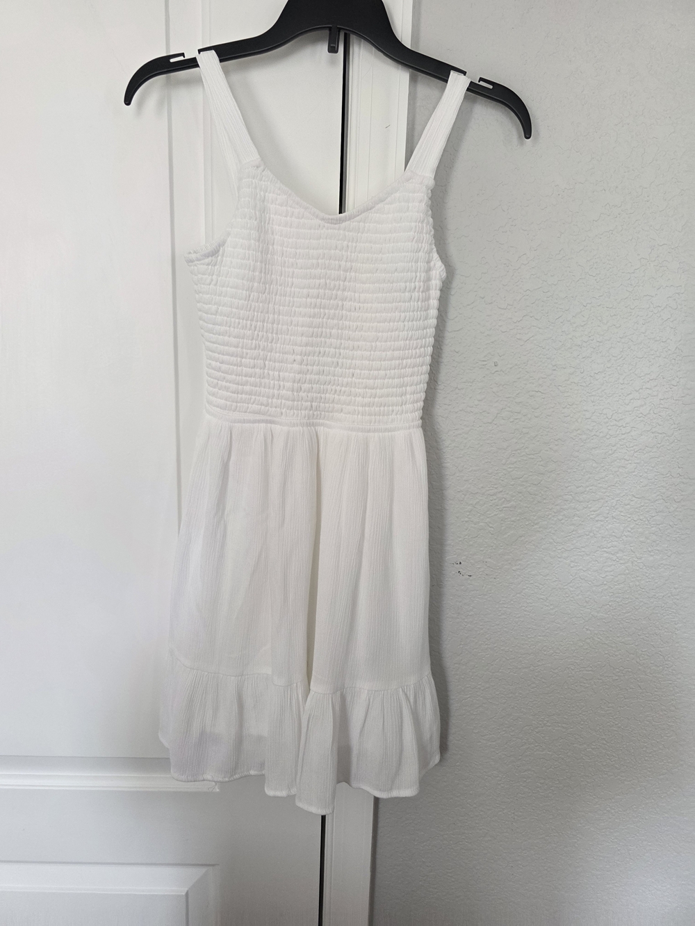 Girls White Smocked Tank Dress